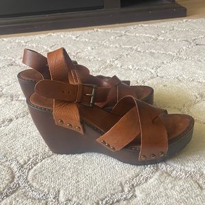 Brown leather Hibou wedges size 5.5